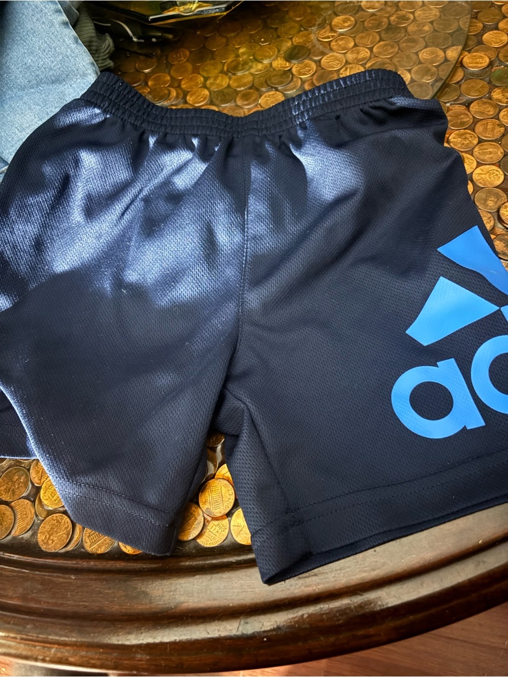 adidas Navy Athletic Shorts with Blue Logo